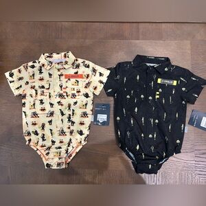 Magellan Outdoors Kids Button Down Bodysuits - Cream and Black